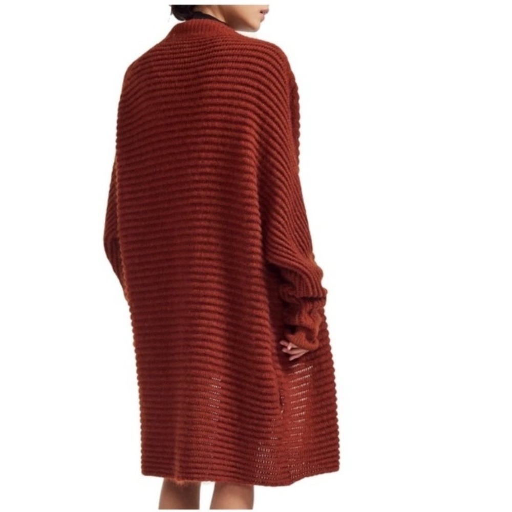Maje Rust Open-Front Ribbed Knit Cardigan - Picture 4 of 13